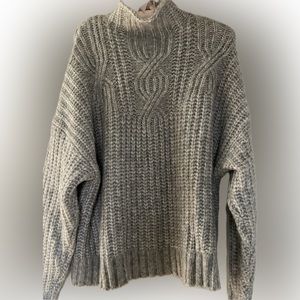 Funnel Neck Pullover Sweater Gorgeous Gray Size Large